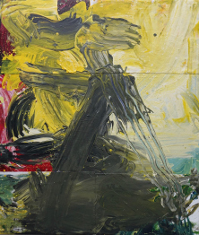 Fahar Al-Salih, Malerei, Acryl auf Leinwand, gelb- und grautöne, rechteckig, hochformat. Kunst kaufen.
