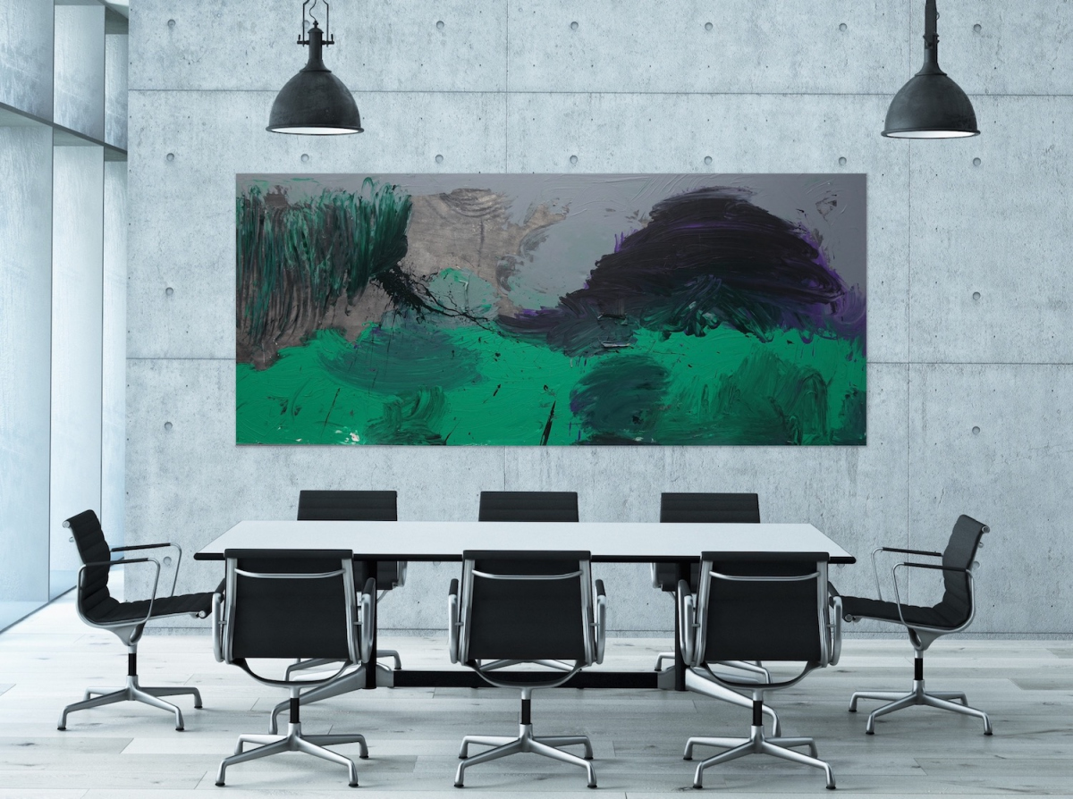 Kunstwerk: Malerei von Fahar, abstrakte Landschaft im Meetingraum einer Notariatskanzlei